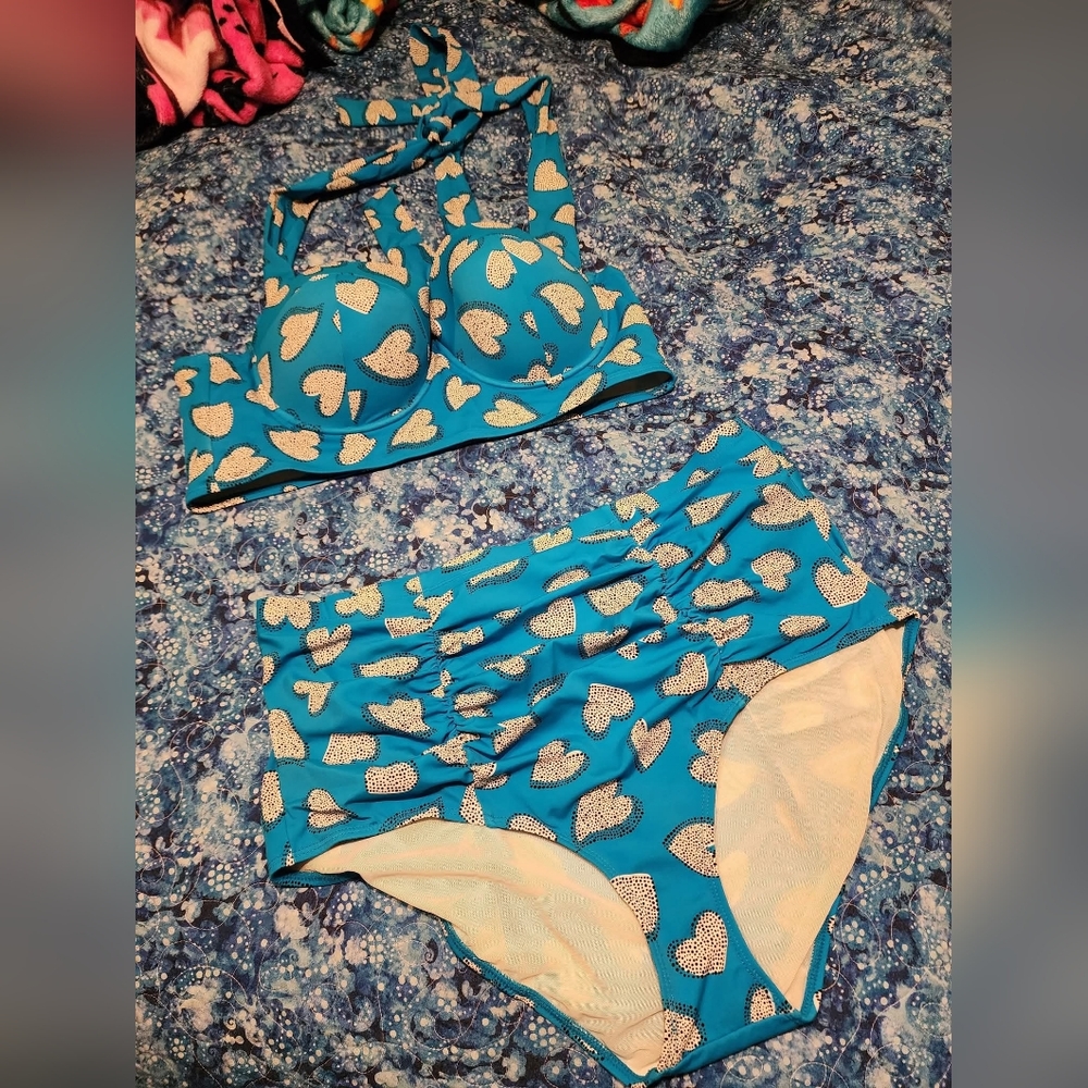 Torrid Cheetah Heart Print Bikini Set